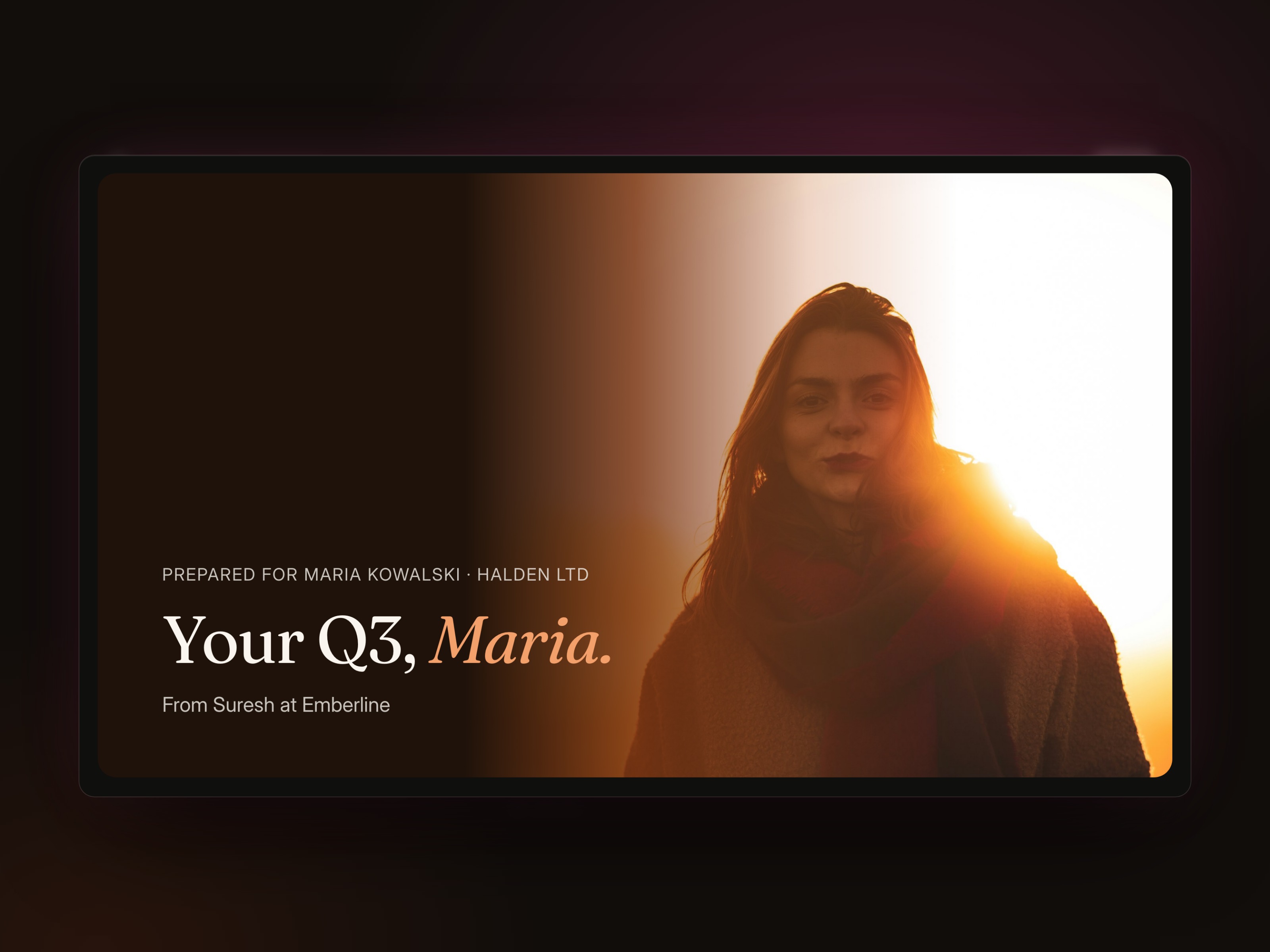 The cover slide in Emberline's brand